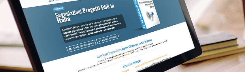 Schermata principale del servizio di segnalazione progetti edili della piattaforma CantieriEdili.net