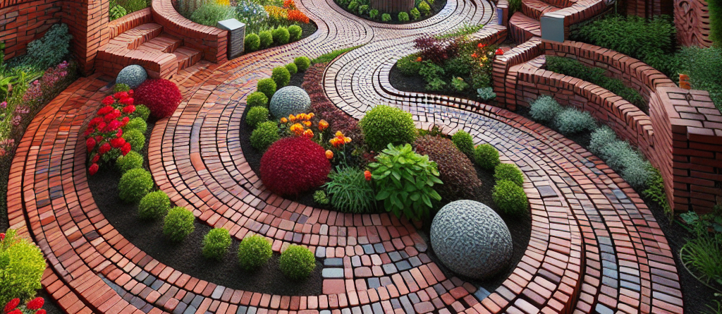 Mattoni come elementi di design in giardino.